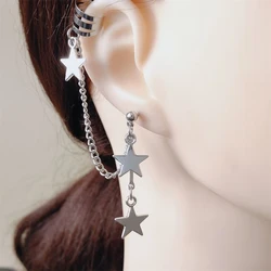 Orecchini a forma di stella con catena di moda personalizzati ciondolo C polsino dell'orecchio Non Piercing Clip per l'orecchio dell'orecchio uomo donna orecchini Punk per feste regalo di gioielli