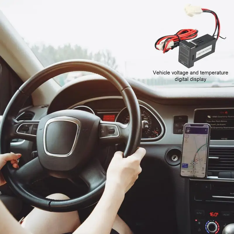 Auto-Sicherheits alarmsysteme für Digital anzeige messer Starke 2-in-1-LED-Anzeige Voltmeter Temperatur messer Reifendruck überwachung