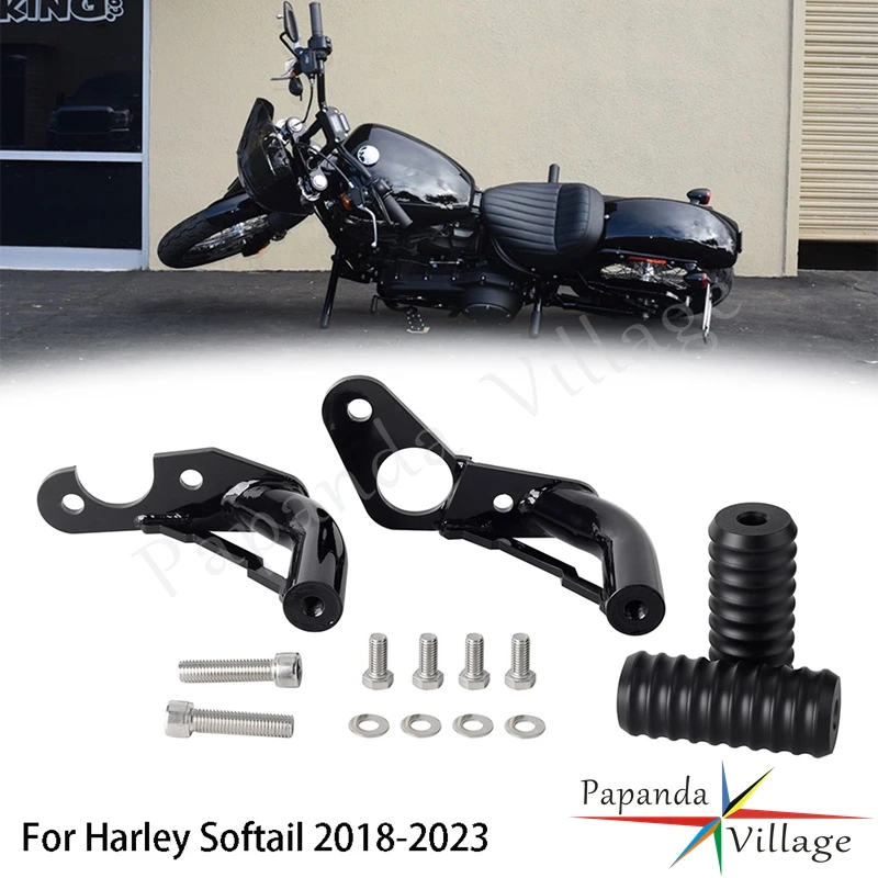 

For Harley Softail Fat Bob FXFB FXFBS Street Bob Standard FXST Low Rider 2018-2023 Motorcycle Passenger Peg Slider Crash Bars