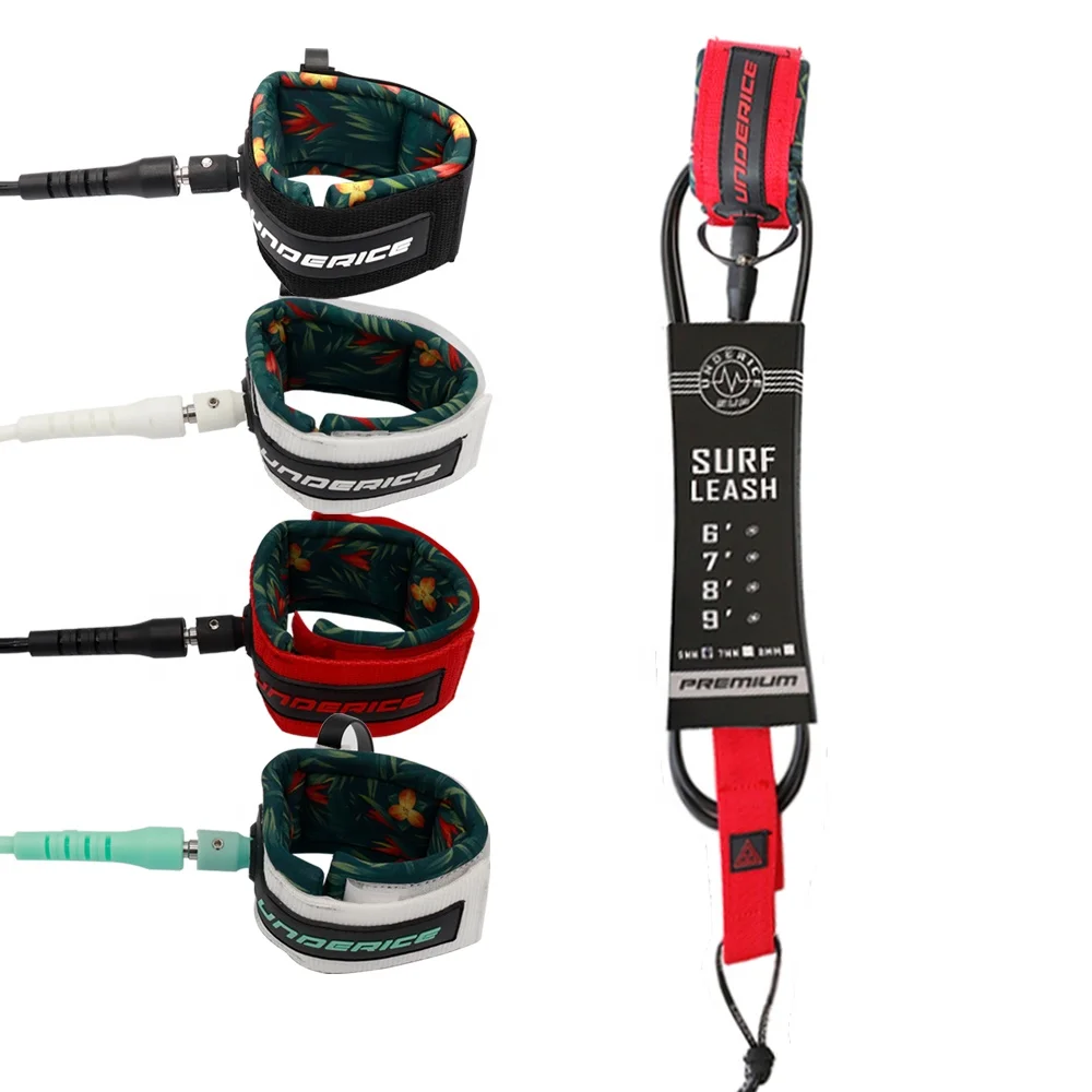 Customize Lightweight Adjustable Recycled 6-9ft Straight Surf Leash with Double Swivel