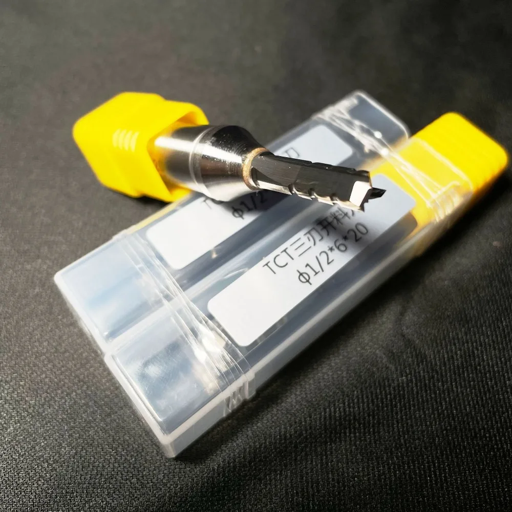 TCT Straight Milling Cutter 1/2 Shank 3 Flutes End Mill for MDF Plywood 6mm Carbide Slotting End Mill Cutter