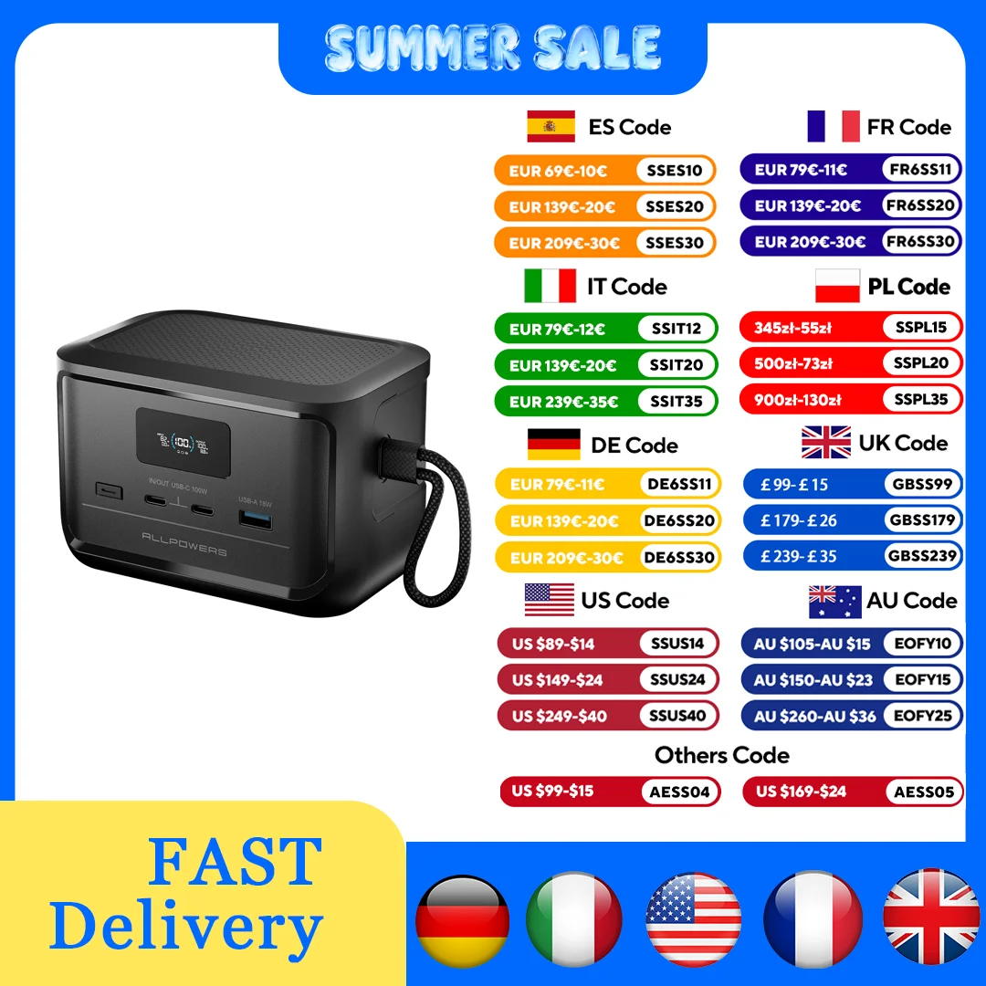 ALLPOWERS SOLAX P100 batterie externe Portable 99.2Wh 31000mAh LiFePO4 batterie 128W sortie USB pour Camping en plein air voyage d'urgence