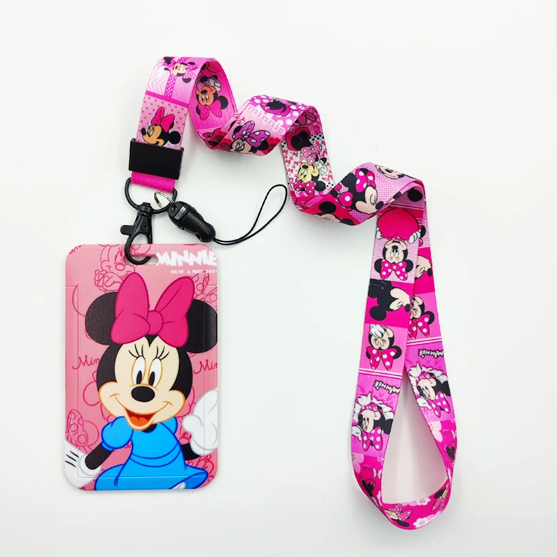 New Arrival Disney Lanyard ID Badge Holder Minnie Credit Card Case Neck Strap Ladies Door Card Holder  Credentials Accessories