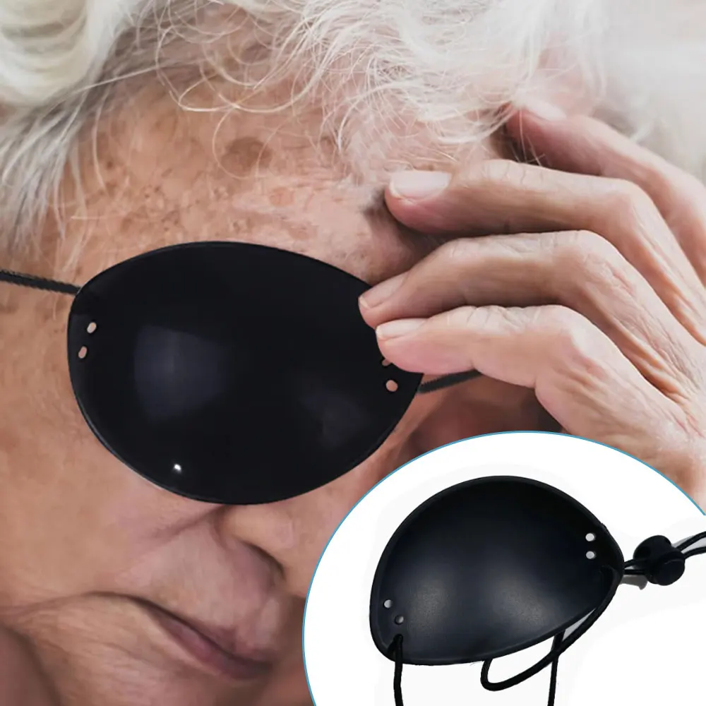 رقعة حملق أحادية العين لحماية العين باللون الأسود الشفاف للأطفال لتصحيح العين والغمامة