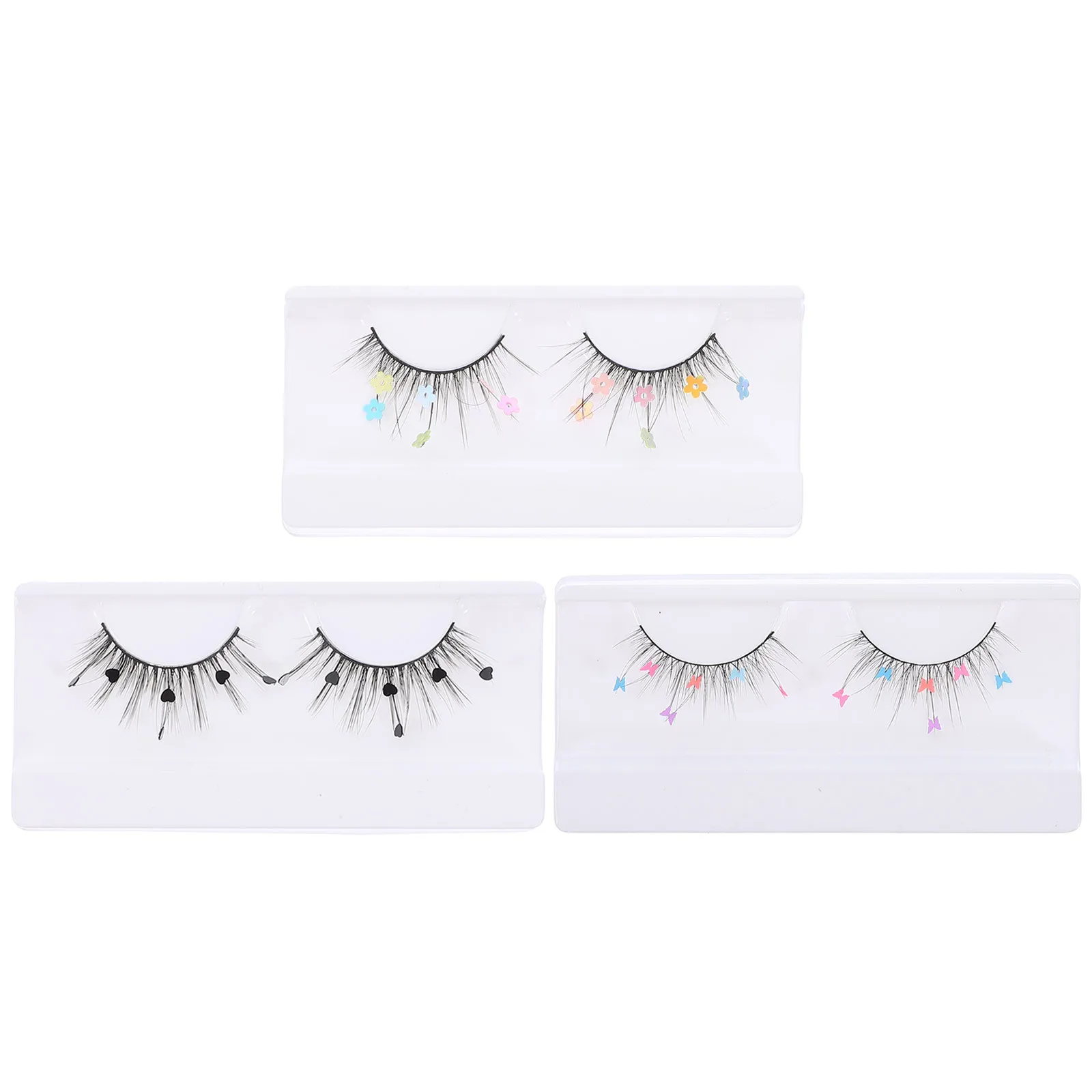 

3Pairs Makeup Eyelashes Colored False Lashes Lightweight Comfortable Artificial Marten Hair for Everyday Glamorous Look