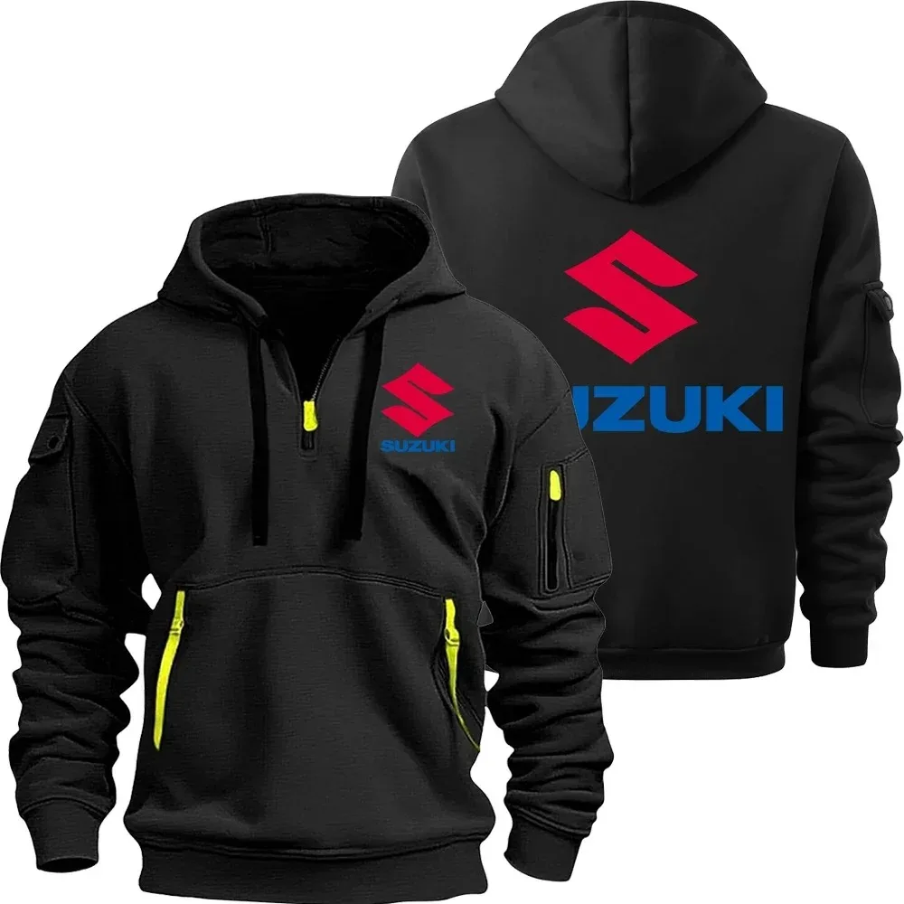 Camiseta con capucha de media cremallera con logo de Suzuki para equipos de carreras de motocicletas, para hombres y mujeres, ropa deportiva