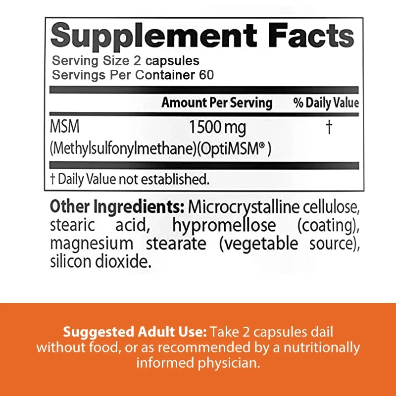 MSM with OptiMSM Capsules 1500mg - Supports Joint Health and Mobility, Relieve Joint Discomfort