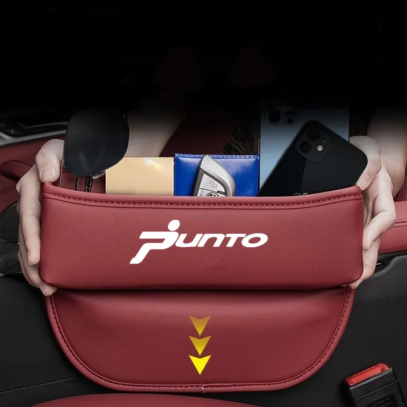 Couro Car Seat Organizer, Fenda Caixa De Armazenamento Para FIAT Punto, Auto Acessórios