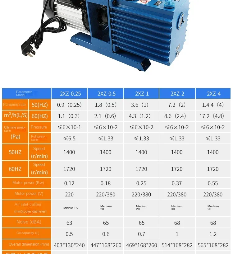 2XZ-2/4 rotary vane vacuum pump directly connected to small laboratory air extraction oil pump for drying oven