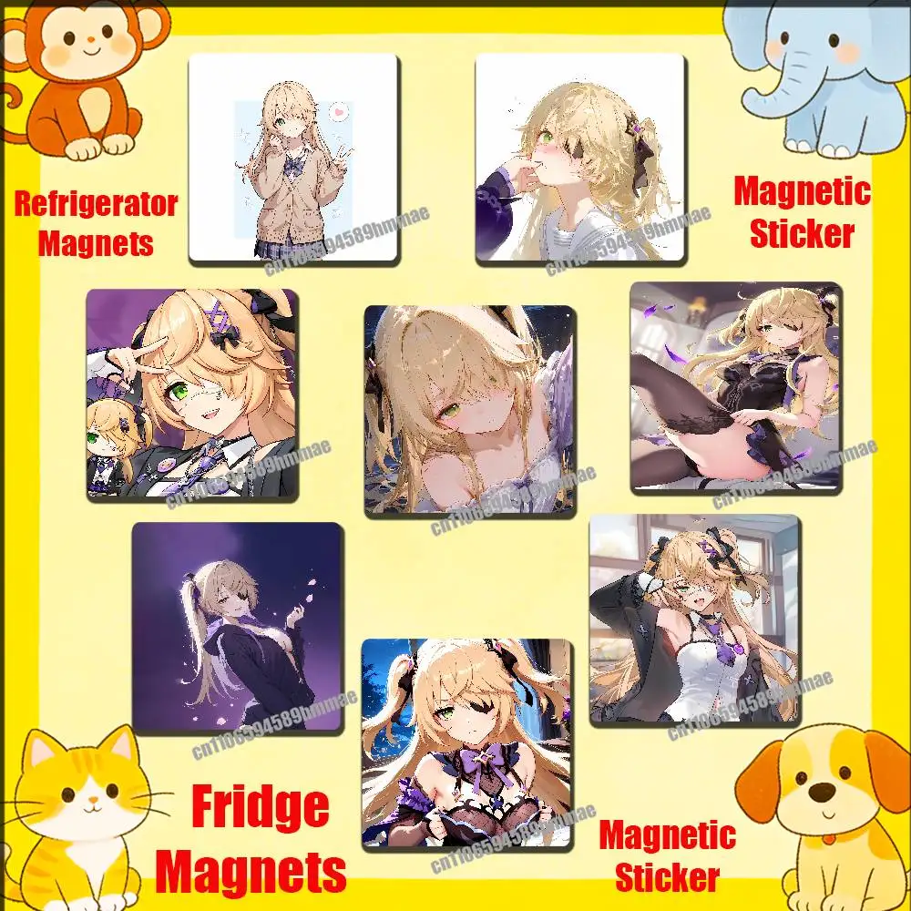 

For Fischl Genshin Impact Fridge Freezer Refrigerator Magnets Kitchen Metal Cabinet Magnetic Sticker Card
