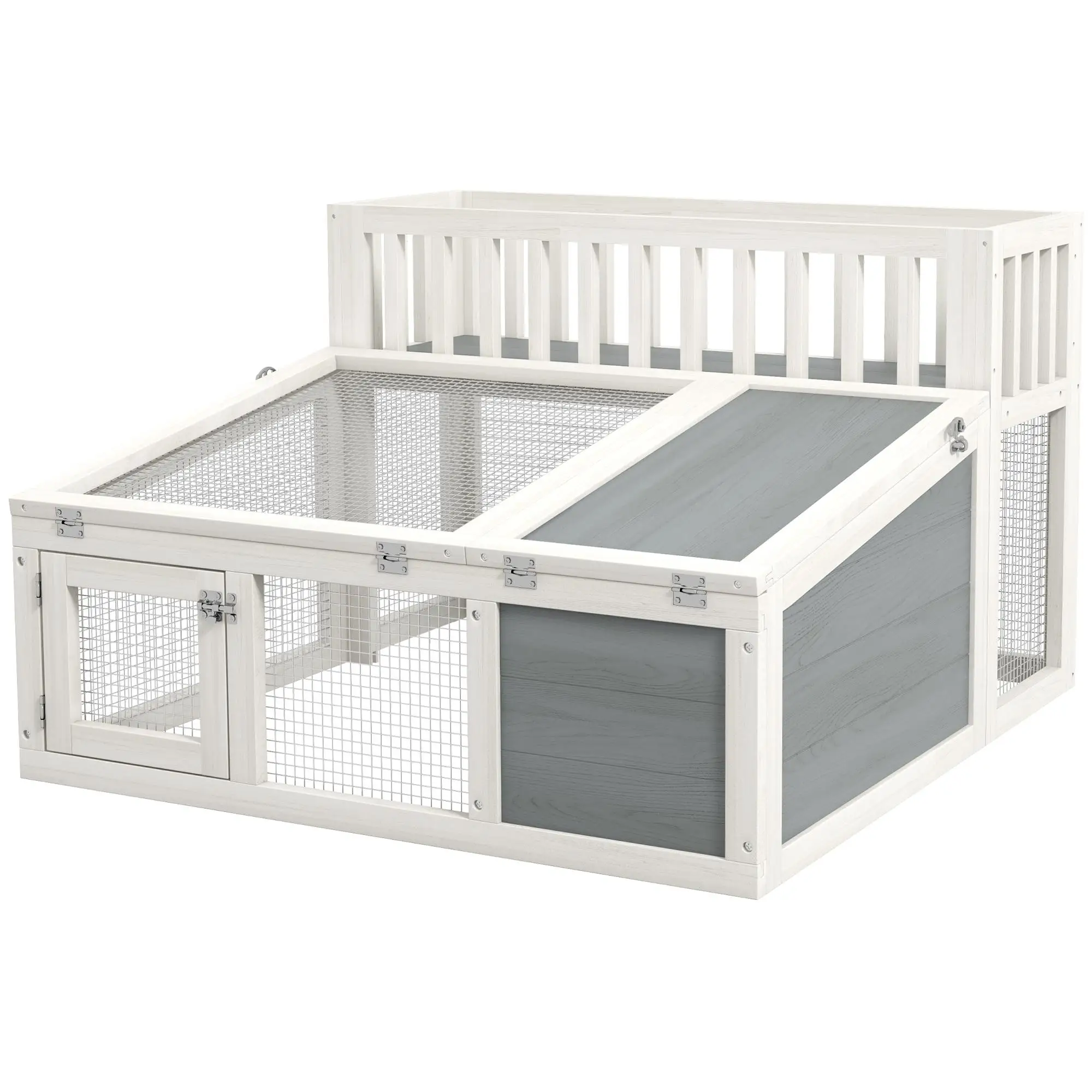 Cage en bois pour 1-2 lapins avec support pour plantes 94x90x60cm, capacité de charge 15kg