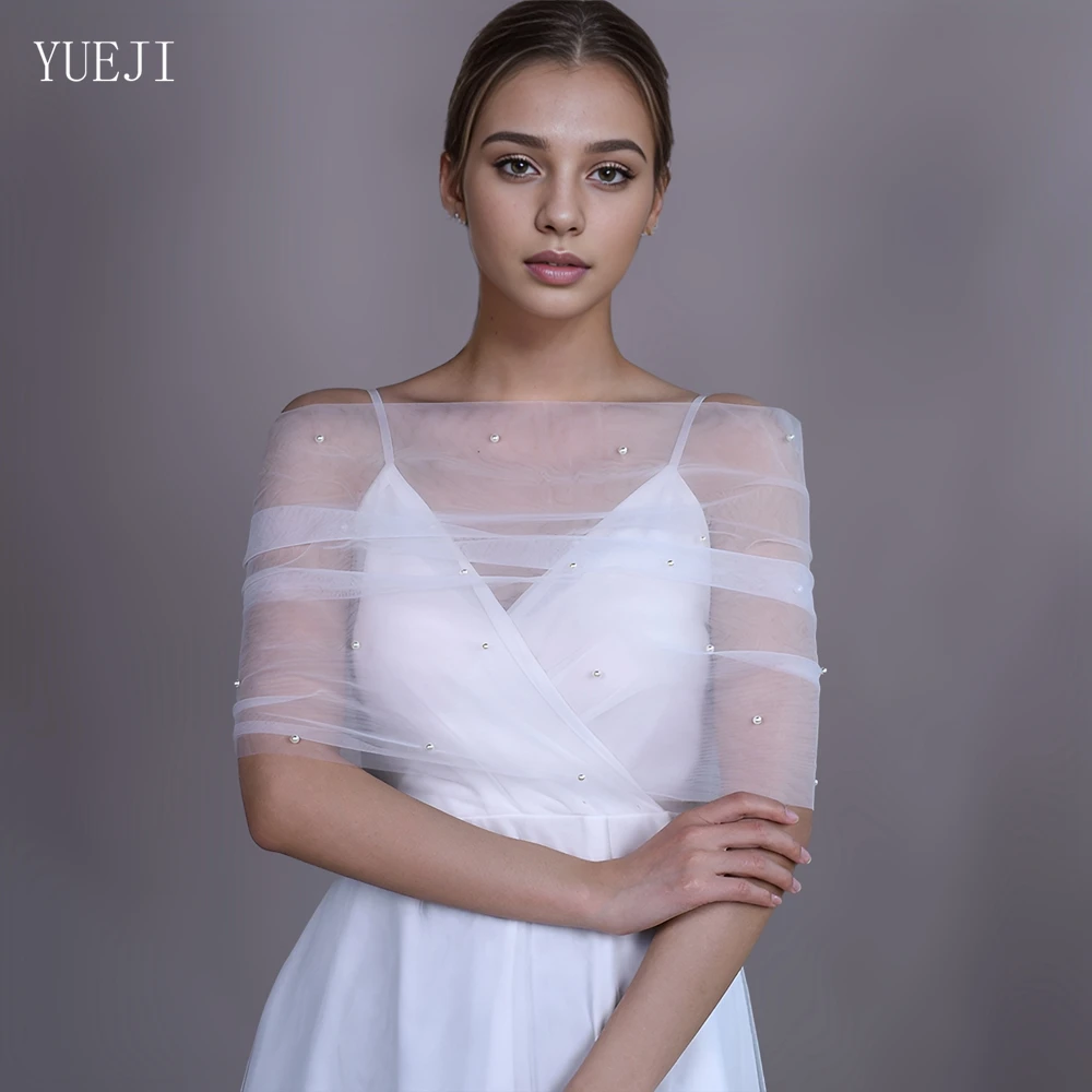 

YUEJI Pearl Style Top Cape with fold bolero tuleBullfighters And Boleros For Women Party Sleeves For Detachable Dresses YJG73