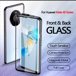 360 Magnetic Metal Adsorption Case For Huawei Mate 60 50 40 RS 30 20X 20 Pro P40 P60 P50 Pro Double Sided Glass Lens Protector