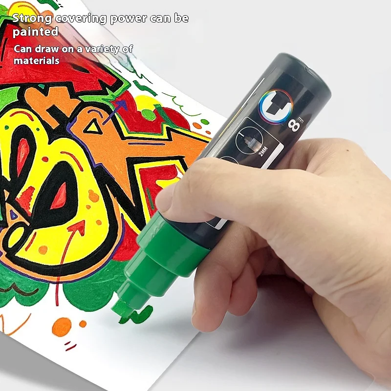 

Wide Headed Acrylic Marker Pen Color Hand Drawn Advertising Pen Oblique Head Acrylic Marker Pen Suitable for Fabric Ceramics