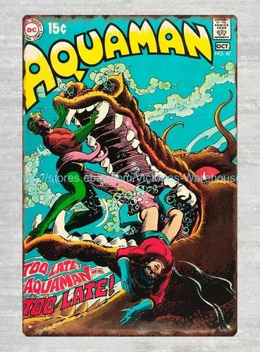Vintage-Repro-Comic Aquaman Metall-Blechschild Sammlerstück Wandkunst im Angebot