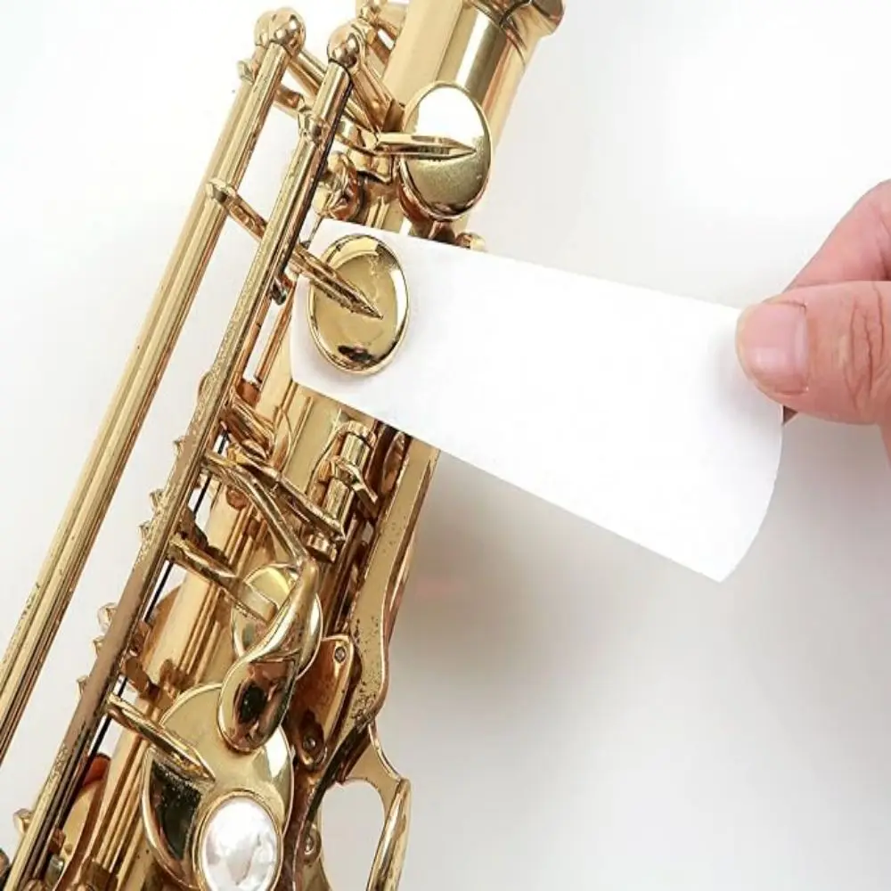 100pcs Saxophone Key Cleaning Paper for Clarinet / Oboe / Saxophone / Bassoon / Flute / Piccolo, Drying Absorbent Cleaner Paper