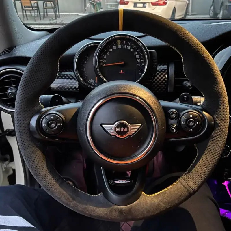 For MINI (Hatchback/Mini) JCW COUNTRYMAN CLUBMAN COUPE Hand Stitched non-slip genuine leather car Steering Wheel Cover