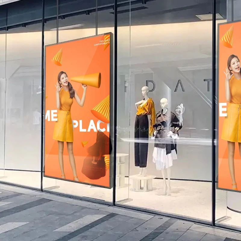 32 43 Poster semi-esterno da 55 pollici Monitor Android Lettore pubblicitario Display LCD Schermo Vetrina del negozio di segnaletica digitale