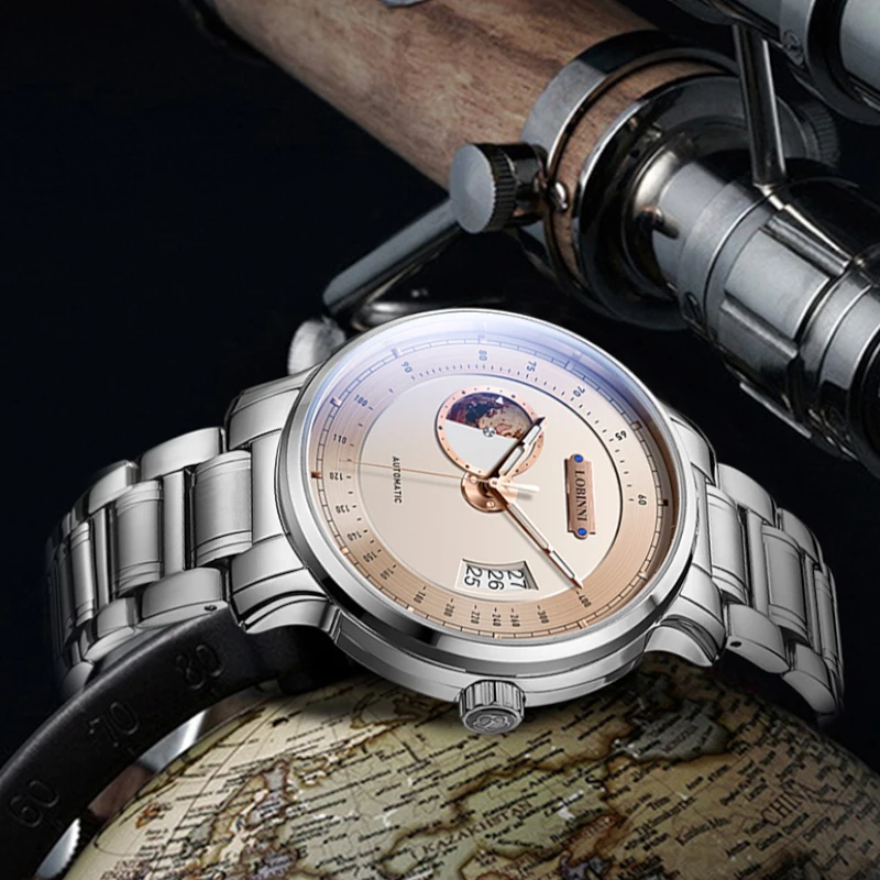 LOBINNI Design Men MIYOTA 8217 Mechanical Movement Watch Sport 42mm 5ATM Waterproof Automatic Watch