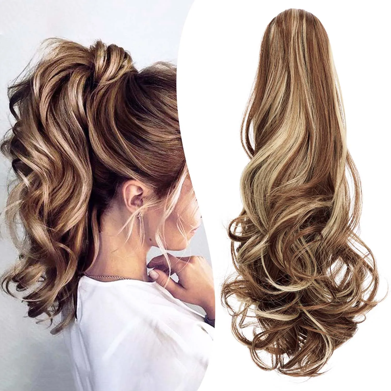 

Синтетический зажим для наращивания хвоста, 24 дюйма, волнистый зажим для наращивания волос, длинные конские хвосты для женщин, наращивание