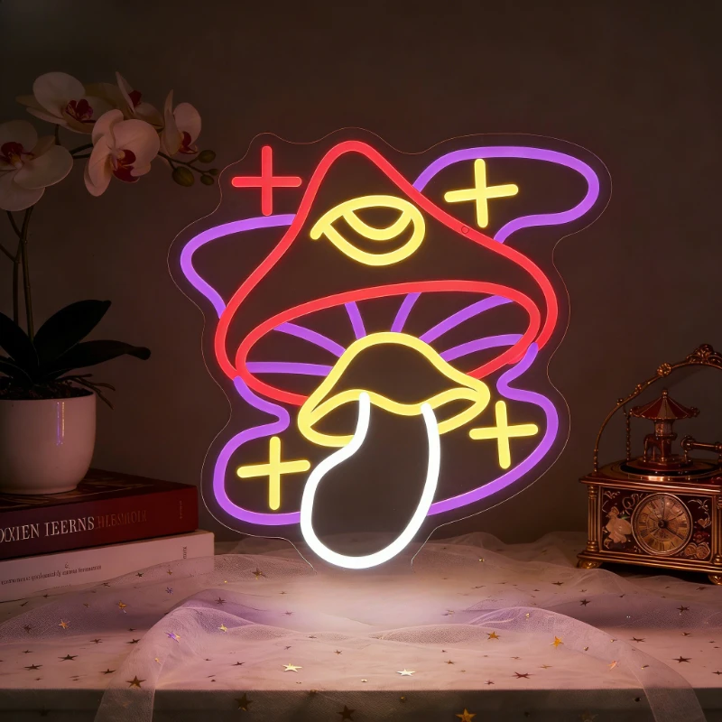 

Psychedelic Mushroom Neon Sign LED Night Light USB Trippy Aesthetic Desk Lamp for Bedroom Living Room Bar Club Decor Gift