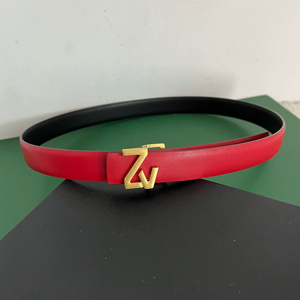 Cintura di marca in pelle reversibile sottile di lusso da 25 mm Cintura da donna di design da donna Cintura da donna Cintura in vita Abito chic Cintura da festa per jeans