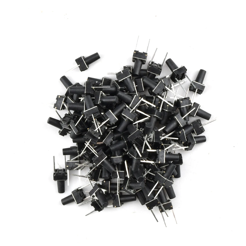 100Pcs สวิทช์สัมผัส Momentary Tact 6*6*6Mm 7Mm 8Mm 9Mm 10Mm กลางสองหมุดสวิทช์