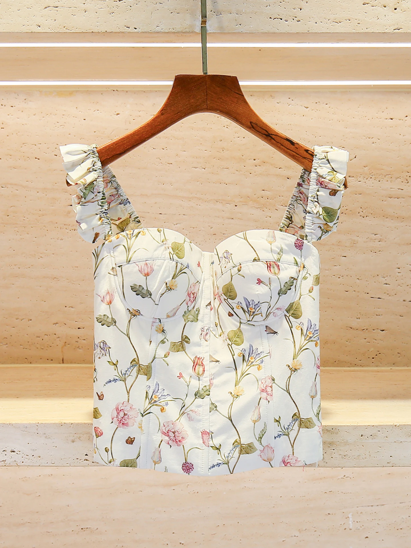 

Sweet Floral Print ter Top Women's Vest Summer 2025 Faion Commute Sle Slim Fit ort Length Chinese Origin