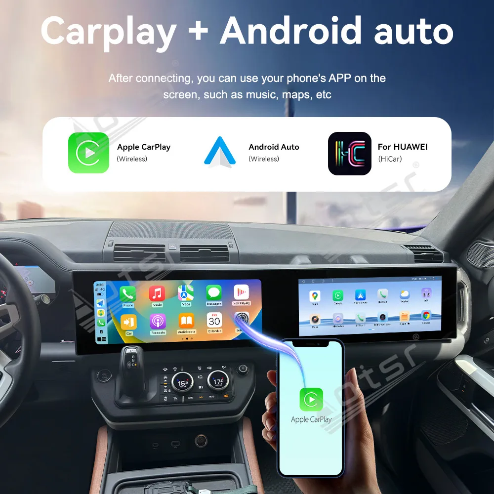 

Двойной 15-дюймовый Android 13 Carplay для Land Rover Defender 2018-2024 GPS-навигация Автомобильный радиоприемник HD с сенсорным экраном Авто стерео головное устройство