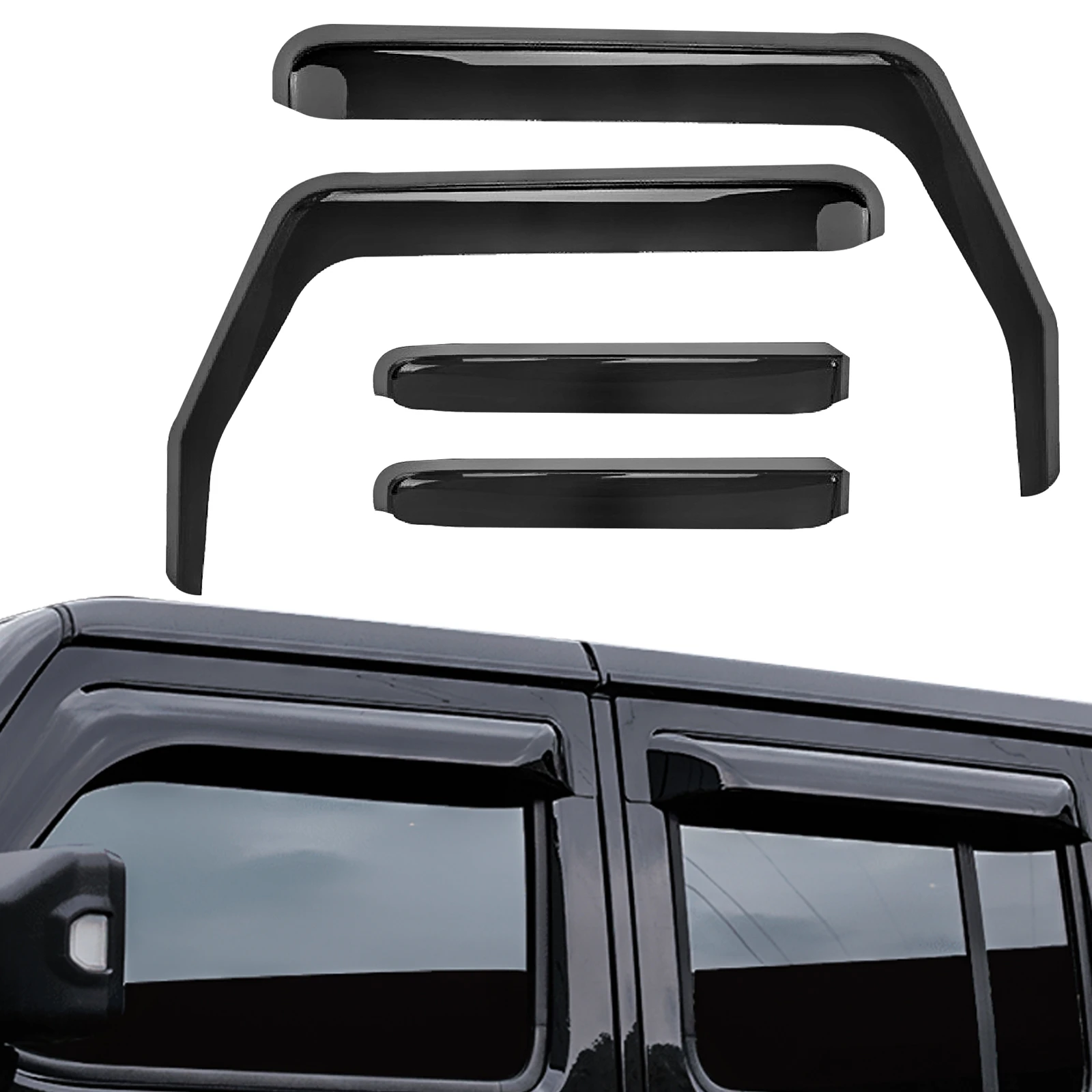 

Car Side Window Wind Deflectors Vent Visors Exterior Sun Wind Rain Shield For Jeep Wrangler JL 2018-2022 4 Door