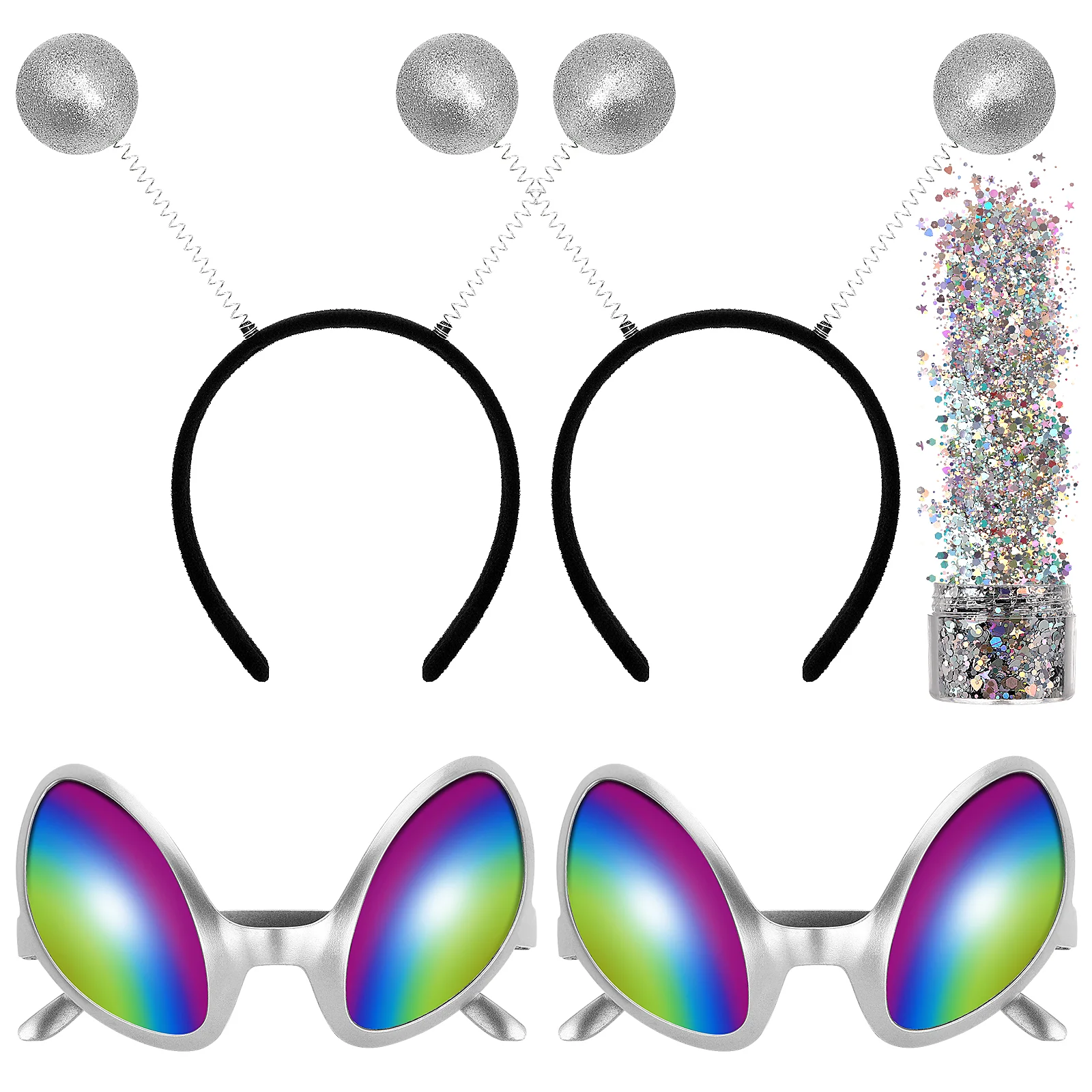 

FRCOLOR 1 Set Alien Antenna Headbands Glasses Alien Costume Party Favors Sequins Decorations for Adults and Kids