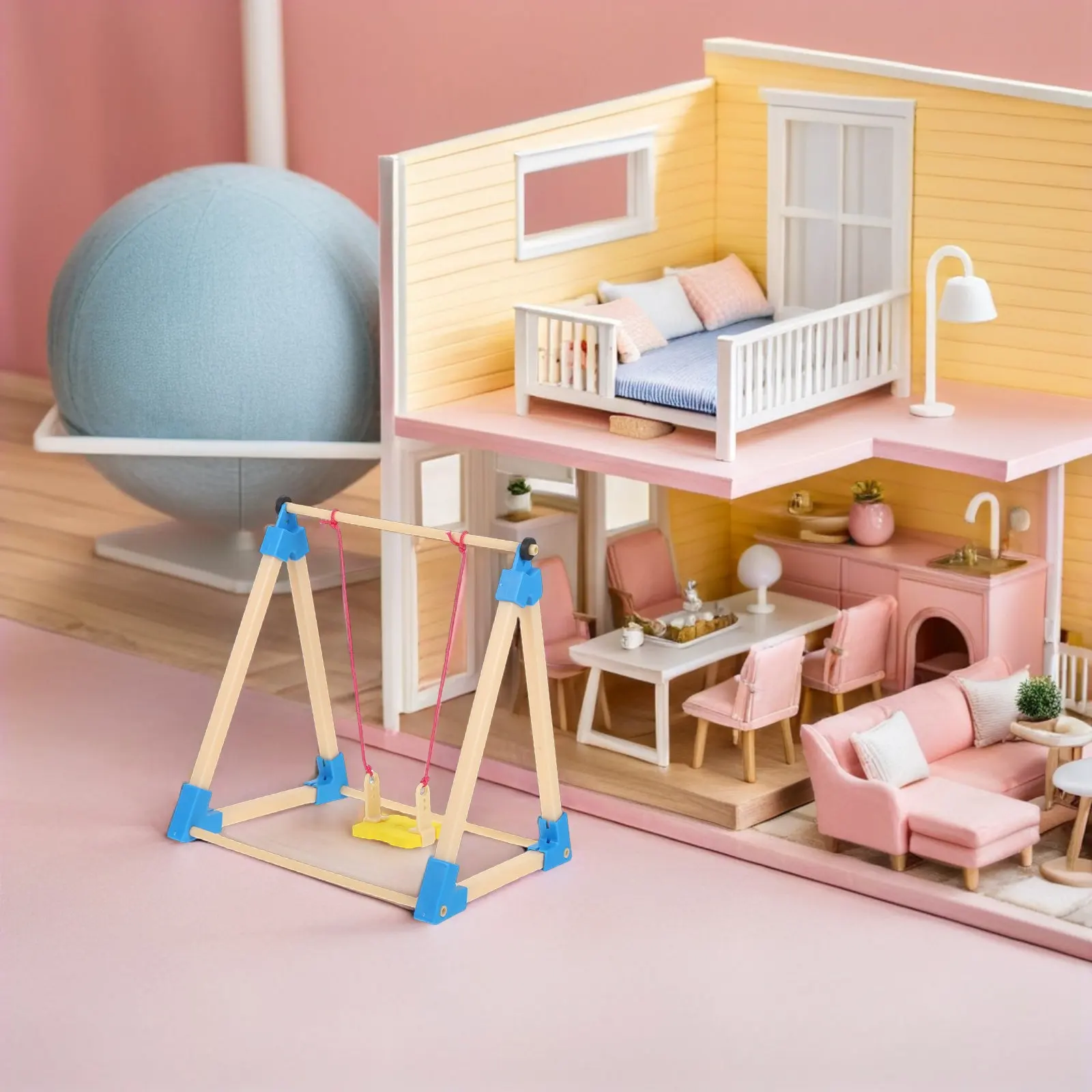 

2Pcs Miniature Dollhouse Swing Set Mini DIY Playground Micro Landscape Chair Decoration Fairy Garden Accessories Miniature