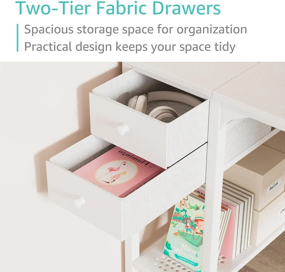 Lufeiya  Small Desk with Drawers - 40 Inch Computer Desk for Small Space Home Office, Modern Simple Study Writing Table