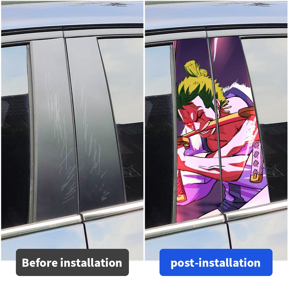 Anime Zoro Car Stickers Car B-pillar Vinyl Decals Waterproof Auto Center Pillar Sticker Cover Scratches Vehicle Decor Accessorie