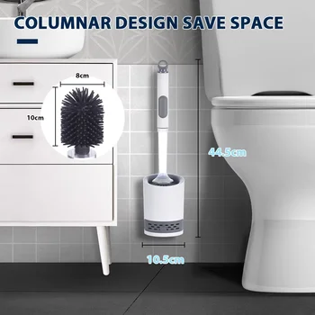 Silikonový toaletní kartáč s vodním postřikem a nástěnným prodyšným silikonovým kartáčem TPR s dlouhou rukojetí 40 cm, příslušenství pro čištění koupelny 8 nejlepší prodej silikonové toaletní kartáče - №8