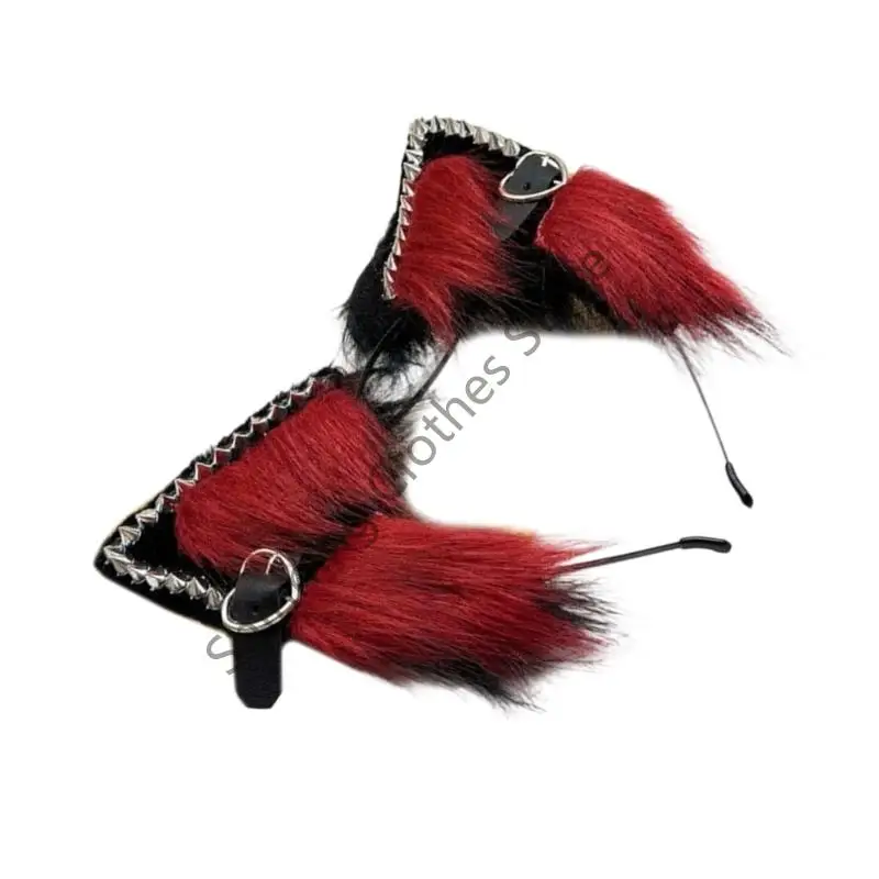 M68A فو فراء الثعالب الذئب آذان رئيس عصابة فروي آذان حيوانات الشعر ملحقات الشعر