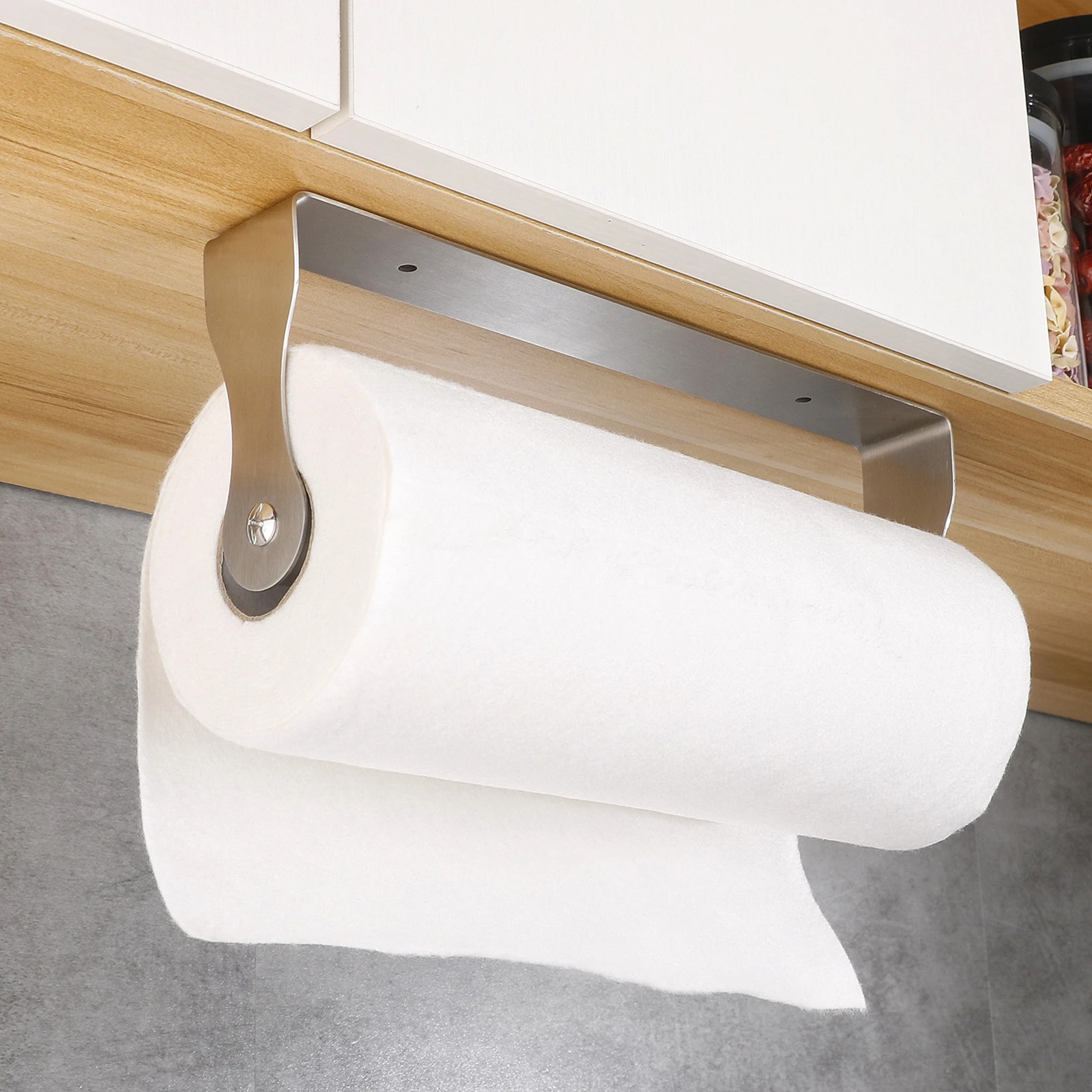 

Stainless Steel Paper Towel Holder Self Adhesive Toilet Roll Paper Holders No Punching Kitchen Hook Wall Mount