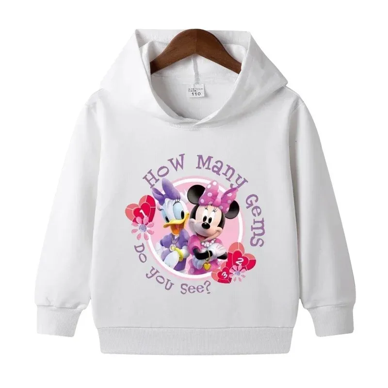 Odzież dziecięca chłopcy dziewczęta Minnie Mickey bluza Kawaii sweter z długim rękawem ubrania bluza z kapturem z motywem kreskówkowym jesienne