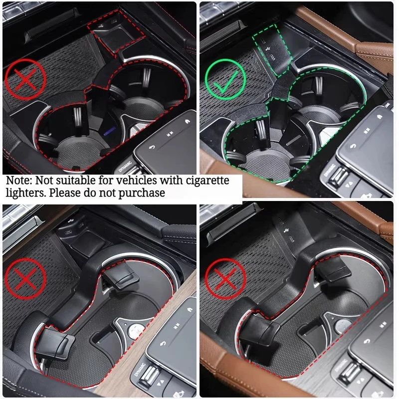 Car Center Console Cup Holder Mat Silicone Cover for Mercedes-Benz GLE350 GLE450 GLS400 Interior Modification Accessories