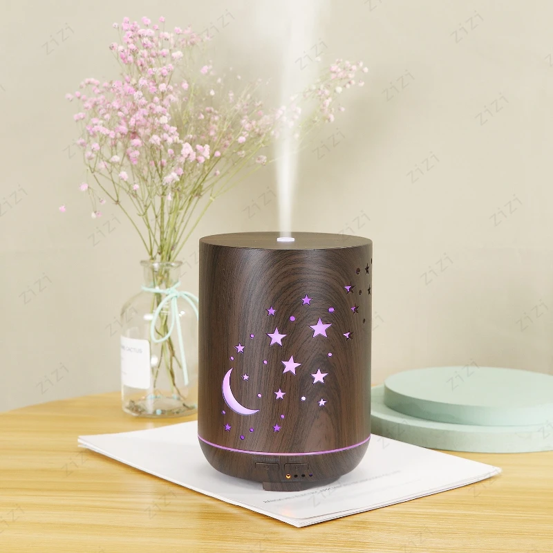 Hollow Star Moon Aromatherapy Machine Colorful Lamp Ultrasonic Atomization Humidification Essential Oil Aromatherapy Machine