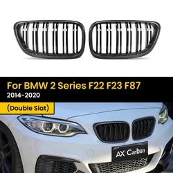 Real Dry Carbon Fiber Racing Grills For BMW 2 Series F22 F23 F87 2014-2020 Double Slat Front Bumper Kidney Hood Grille