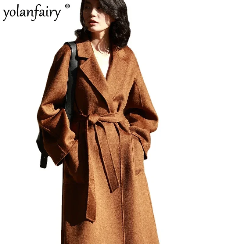 

Vintage Wool Coat Women Double Sided Long Jacket Winter Coat Women Elegant Windbreaker Abrigos Mujer Invierno 2020 7202 YY692