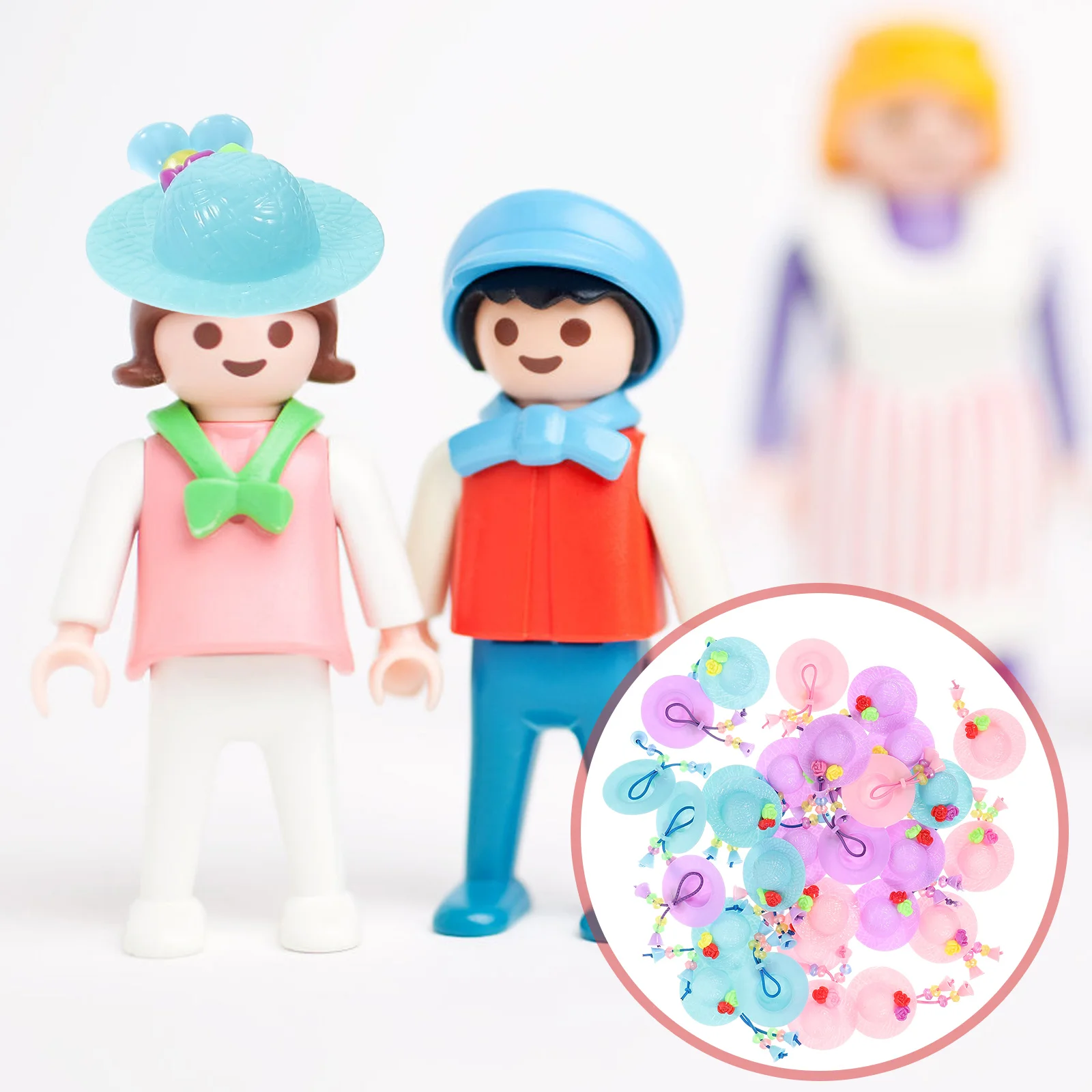 

30 Pcs Girls Hat Cake Pack Mini Decor Charms for Crafts Miniature Cartoon Tiny Hats Plastic Model
