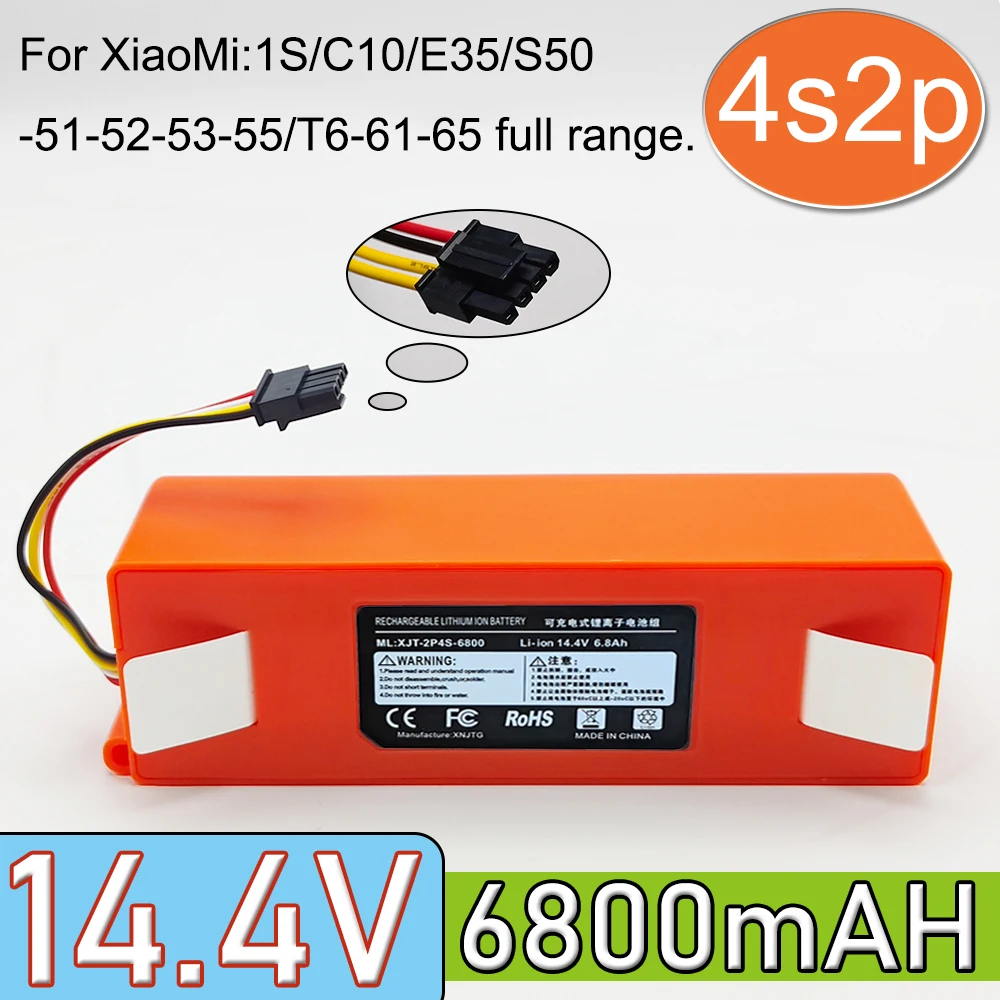 14.4V BRR-2P4S-6800S Robotic Vacuum Cleaner Replacement Battery For Xiaomi Roborock S55 S60 S65 S50 S51 S5 1S 1ST MAX S6 Parts