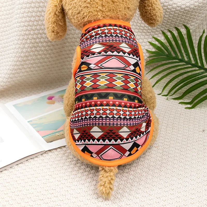 Bohemian Style Dogs T-shirt Soft Dogs Cats Vest for Summer Puppy Clothes York French Bulldog T-Shirt Dog Pullover Pet Costumes