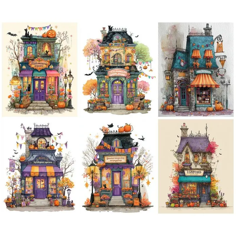 

CHENISTORY Diamond Painting Halloween House Scenery New Arrival Diamond Embroidery Cross Stitch Mosaic 5D DIY Art Wall Decor