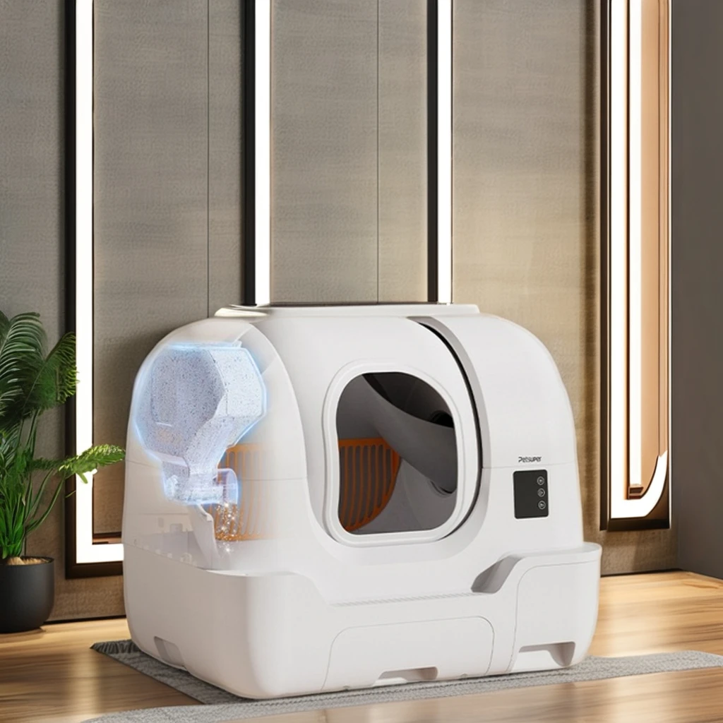 

Luxury 65l Large Capacity Auto Filling Sand self-cleaning for Cat Litter Box Smart Cat Identification