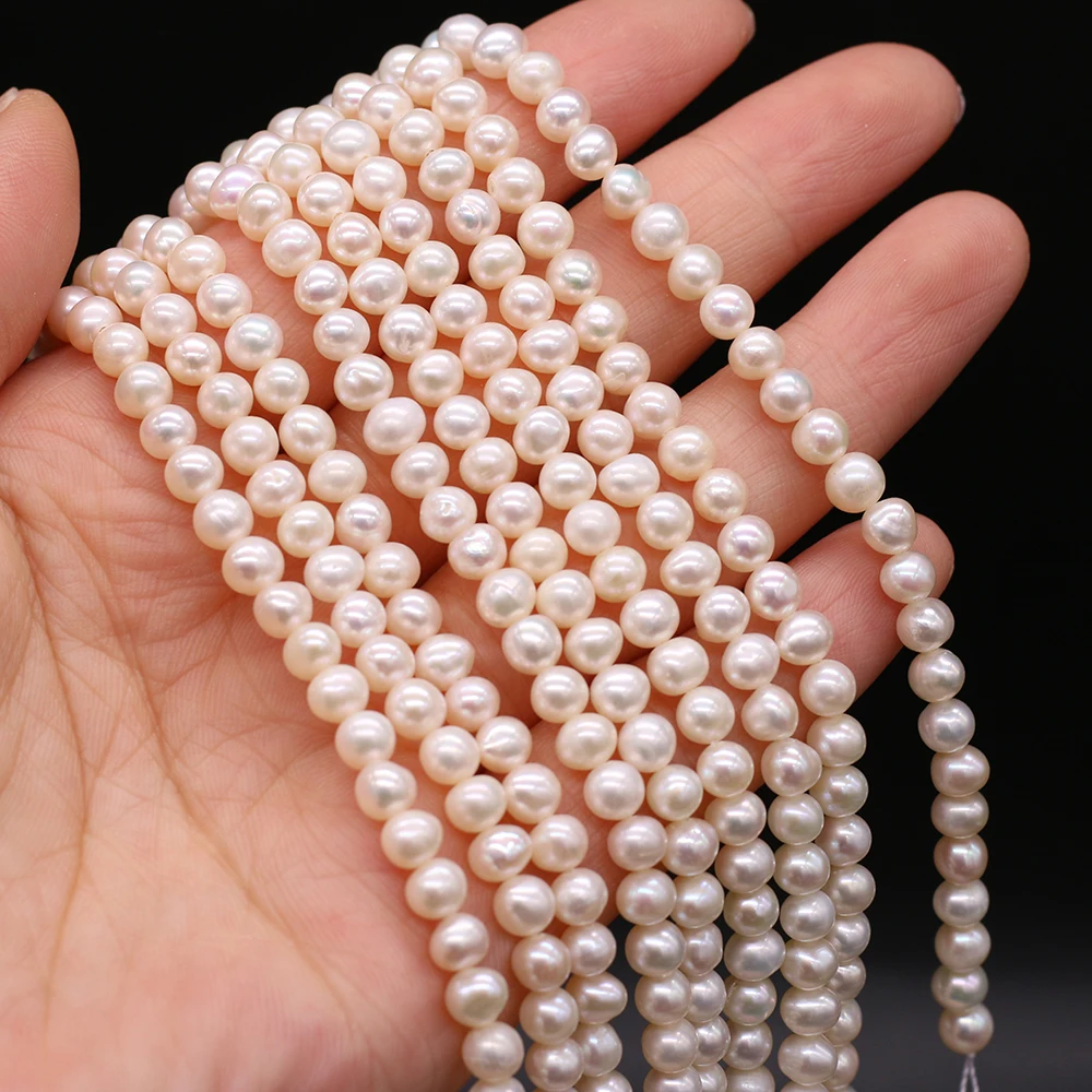 Natural Freshwater Pearls AAA White Round Pearl Spacer Beads For Jewelry Making DIY Necklace Bracelet Accessories Gift 4-5mm