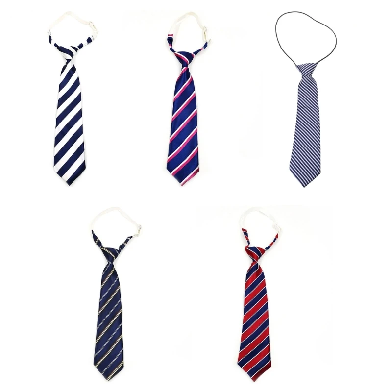 

S1Y1 Striped Pre-Tied Necktie Adjustable Tie for School Uniform for Women Girls