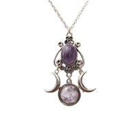 Fashion Black/red/purple Triple Moon Pendant Necklace Jewelry